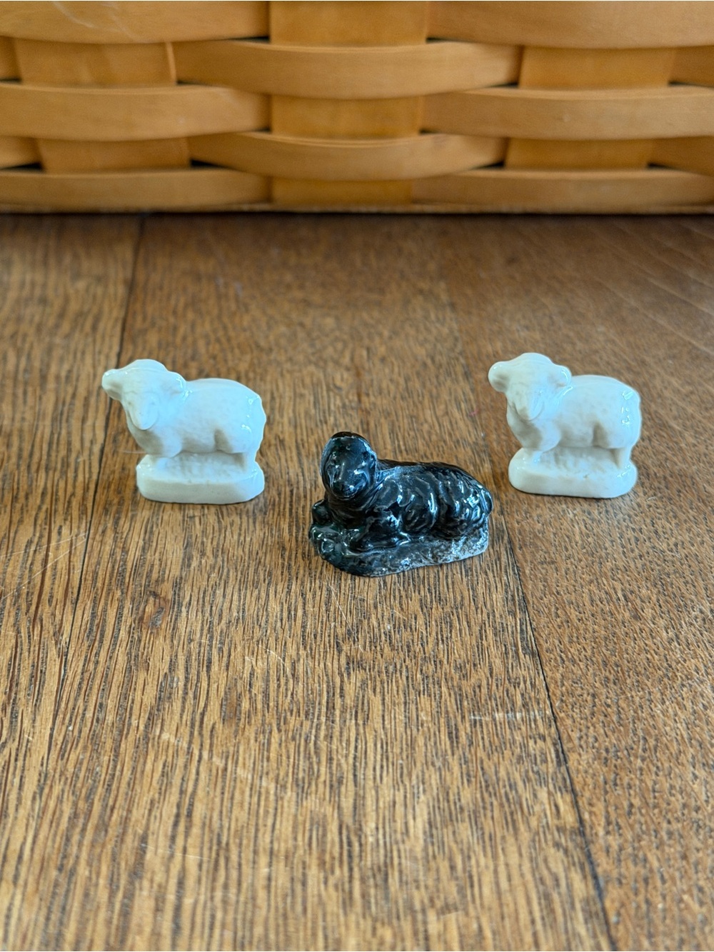 Decorative Ceramic Sheep Figurine Set - Black and White